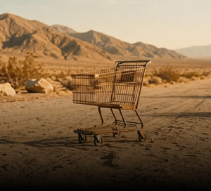 Un carrello abbandonato nel deserto